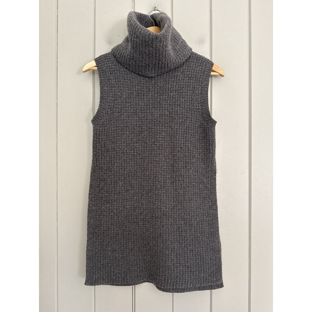 Epoque Evolution 100% Merino Wool Tunic Sweater XS Sleeveless Turtleneck Gray